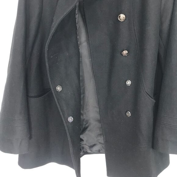 Apt 9 Black Recycled Wool Blend Sailor Button Pea Coat - Picture 8 of 16